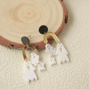 RENSINO Acrylic Halloween Cute Ghost Earrings European American Cross-border Style Exaggerated Geometric Ear Earrings