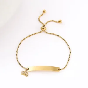 RENSINO Adjustable Kid Name Jewelry Blank Bar Chain Baby Bracelet Anklet for Women Men Stainless Steel Gold Silver Friendship Bracelet