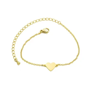 RENSINO Adjustable Personalized Name Jewelry Gold Plated Stainless Steel Laser Engraved Blank Heart Custom Bracelet Gift for Women Girls