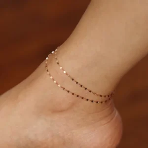 RENSINO Adjustable Stainless Steel Gold Lip Shape Chain Anklets for Women