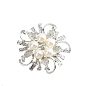 RENSINO Advanced Sense Luxury Niche Design Silver Plated Floral Brooch Pins Anti Slip Button Small Made Alloy Children’s Engagement