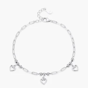 RENSINO Ailmay New Design Genuine 925 Sterling Silver Heart Bracelet Adjustable Chain Link for Women Engagement Anniversary Jewelry