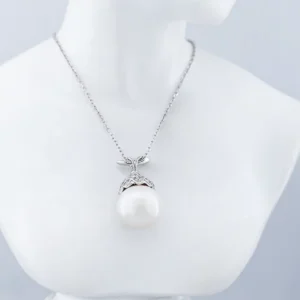 RENSINO Akoya Pearl 925 Silver Necklace Natural Seawater Round Pearl