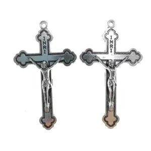 RENSINO Alloy Rosary Cross Jewelry Accessories Electroplate Metal Religion Jesus Christ Cross Bracelet Necklace Pendant