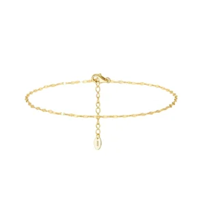 RENSINO Anklet Jewelry 925 Sterling Silver Ankle Bracelet Chains for Women 14K Gold Plated Ancle Chain Anklets