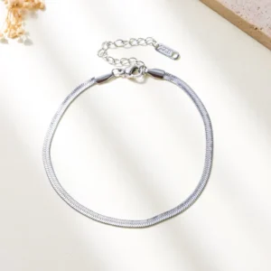 RENSINO Anklets for Women Waterproof, Silver Plated Anklet for Women Snake Chain Link Dainty Ankle Bracelets Summer