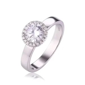 RENSINO Anniversary Wedding Jewelry 925 Sterling Silver Diamond Engagement Ring for Women