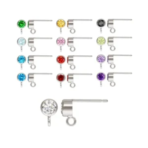 RENSINO Anti Tarnish 925 Sterling Silver 3mm 4mm Zircon Post Earring for Fashion Women Jewelry Making