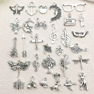 RENSINO Antique Silver Iron Airplane Charm Pendant for Bracelet Necklace DIY Jewelry Findings