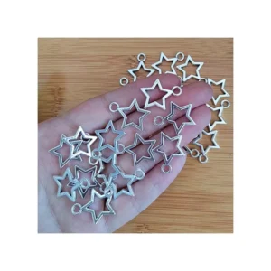 RENSINO Antique Silver Plating Five Pointed Star Pendants Custom Alloy Charms with Hole for Necklace Decoration
