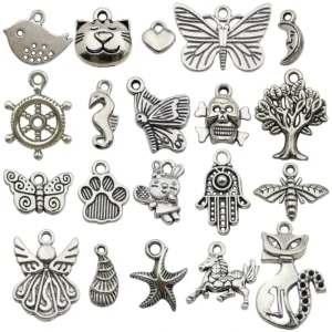 RENSINO Antique Silver Zinc Alloy Butterfly Dog Seahorse Rabbit Owl Cat Charm Pendant for Bracelet Necklace DIY