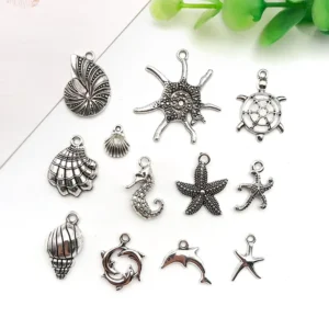 RENSINO Antique Silver Zinc Alloy Shell Conch Ocean Charm Pendant for DIY Bracelet Necklace Earrings