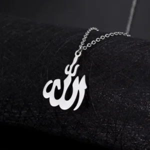 RENSINO Arabic God Allah Necklace for Men Women Stainless Steel Pendant Religious Islamic Jewelry Muslim Necklaces Chain