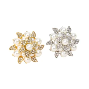 RENSINO Atmospheric Phoenix Flower Pearl Alloy Pins Rhinestone Silver Plated Wedding Party Corsage Accessories Suit Coat Perfect Gift