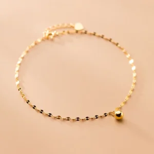 RENSINO Authentic 925 Sterling Silver Fashion Minimalist Sweet Beads Chain Anklets for Women Wife Best Friend Gift