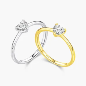 RENSINO Authentic 925 Sterling Silver Simple Love Heart Aaaaa Zirconia Sparkling Finger Ring for Women Female Wedding Jewelry