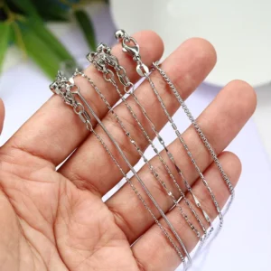 RENSINO BCL1227 Fashion Silver Plated Brass Snake Ball Box Adjustable Necklace Chains with Needle Pin for Slide Beads Small Hole Charm