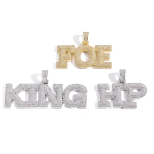 RENSINO BES 925 Sterling Silver Moissanite Custom Hiphop Pendant Real Gold Plated Letter Pendant Necklace Hip Hop for Men
