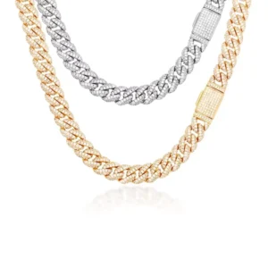 RENSINO Baifu Jewelry 10mm Luxury Sterling Silver 925 Moissanite Hiphop Cuban Chain