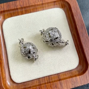 RENSINO Ball Clasps Rhodium Plated Fashion Zircon 925 Sterling Silver Necklace Pearl Clasp New Design Popular Bracelet Connector Jewelry