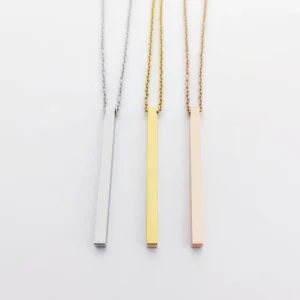 RENSINO Bar Necklace Blank Custom Stainless Steel Jewelry Customizable Necklace Gold Bar Pendant Jewelry DIY Name Plate Necklace