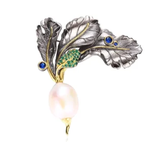 RENSINO Baroque 925 Sterling Silver Radish Brooch