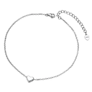 RENSINO Beach Foot Jewelry S925 Sterling Silver 8.5+2 Inch Chain Layered Heart Charms Anklets