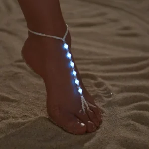 RENSINO Beach Seaside Colorful Acrylic Luminous Bead Women’s Resin Toe Ring Anklet Jewelry