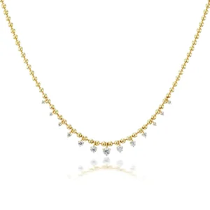 RENSINO Beaded Gold Ball Chain 1.8MM 925 Sterling Silver Gold Plated Women Jewelry Mix Size CZ Necklace