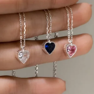 RENSINO Beautiful Jewelry AAA CZ Zircon Heart Pendant Necklaces Women 925 Sterling Silver Jewelry
