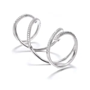 RENSINO Beautiful Silver Jewelry 925 Sterling Zircon Rings Multi Layer Circle Knuckle Ring