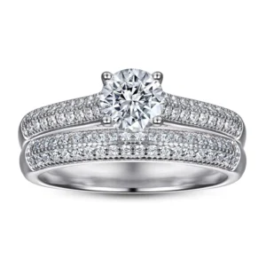 RENSINO Beautiful Stackable 925 Sterling Silver Wedding Ring