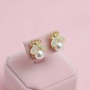 RENSINO Bee Pearl Cute Women’s Small Earrings