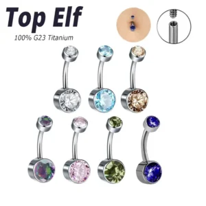 RENSINO Belly Rings Set Cute Children’s Titanium Body Piercing Jewelry Opal 6mm Length ASTM F136 Navel