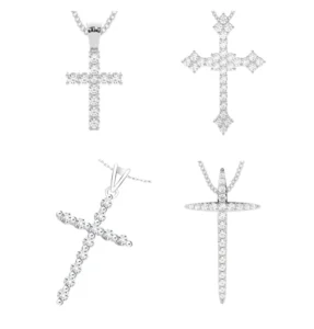 RENSINO Bespoke Solid Sterling Silver Cross Pendant Custom Silver Pendant for Necklace with Rhodium Gold Plating Customisable Charms