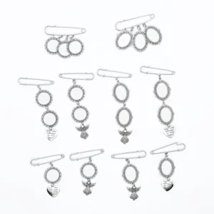 RENSINO Best Selling Qualisub Silver Color Pendants Pin Badge Sublimation Pin Brooch Metal Bouquet Photo Charm Brooches for Heat Press