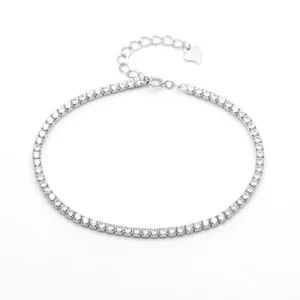 RENSINO Black Tennis Bracelet Women’s 925 Sterling Silver Round 1.5mm 1.75mm 2mm 3mm Rainbow Zircon Tennis Bracelet 18k Gold Plated Men