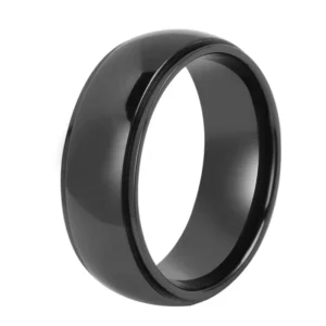 RENSINO Black Zirconium Ring 8mm Superconductor Wedding Band High Polished Dome Men Ring Jewelry Black Zirconium Ring