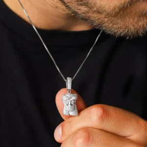 RENSINO Bling Iced Out Pendants & Charms Jesus Face Hip Hop 925 Sterling Silver VVS Diamond Moissanite Pendant