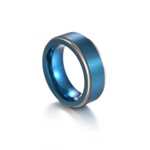 RENSINO Blue Zinc Plated Stainless Steel Gemstone Ring Men Classic Geometric Fashion Accessory Engagement Sells Well Europe