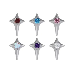 RENSINO Body Piercing Jewelry G23 Titanium Set Star With CZ Center 16G Internally Threaded Labret Helix Earring