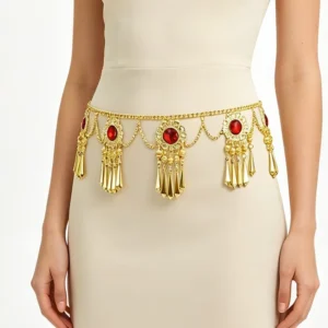 RENSINO Bohemian Body Jewelry Antique Gold Tassel Charms Pendant Long Chain Retro Summer Beach Belly Waist Belt Chain Women