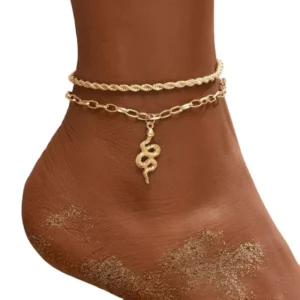 RENSINO Bohemian Gold Silver Snake Chain Anklet for Women Vintage Layered Geometric Chain Beach Anklet Foot Ankle Bracelet Beach Jewelry