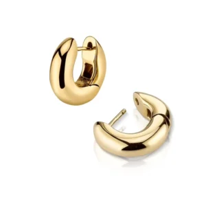 RENSINO Bohemian Jewelry 925 Silver Smooth Plain Small Huggie Earring Gold Plated