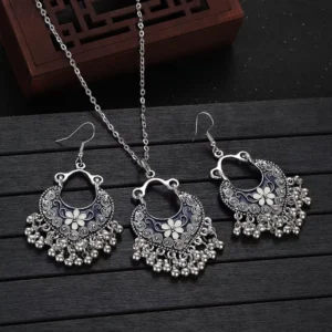 RENSINO Boho Ethnic Gold Silver Plated Jhumka Indian Earring Gypsy Jewelry Vintage Dangle Hanging Earrings Tassel Pendant