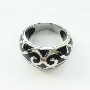 RENSINO Bold Vintage Men’s Stainless Steel Rings Silver Plated Fashionable Jewelry for Daily Style Trendy Vintage Style