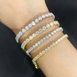 RENSINO Bracelet 2mm 3mm 4mm 5mm 6.5mm Tennis Chain Vvs Moissanite With Lab Grown Diamond Bracelet 925 Sterling Silver Bracelet