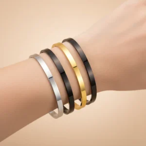 RENSINO Bracelet En Acier Inoxydable Stainless Steel Cuff Bracelets Bangles Homme Expandable Adjustable Heart Blank Bangle