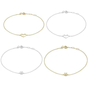 RENSINO Bracelet Hollow Heart Zircon Sterling Silver Chain