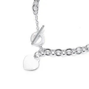 RENSINO Brand T Style Charming Heart shaped Jewelry Necklace S925 Silver High end Fashion Women’s Chain